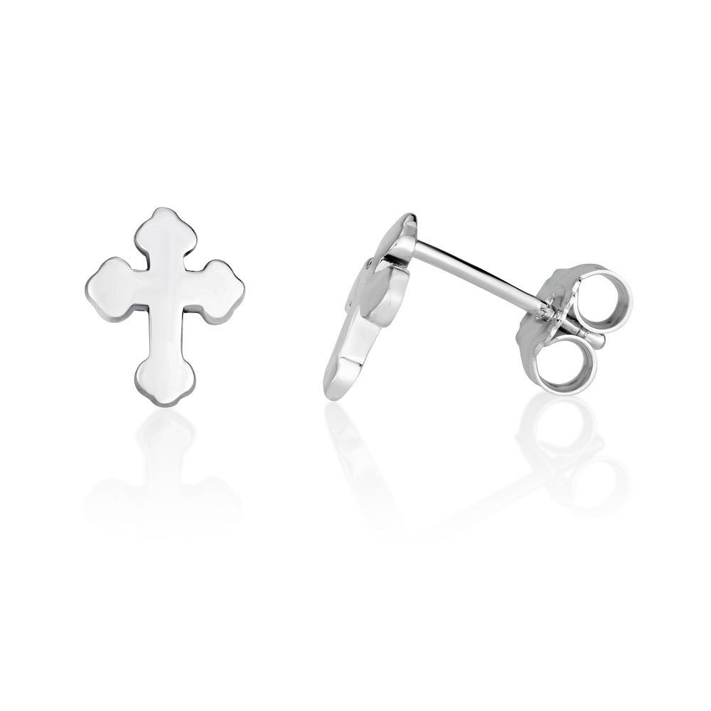 Cross Stud Earrings Sterling Silver Religious Handmade Holy Land Jewelry