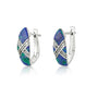 Eilat Stone earrings cross lines diamond artwork sterling silver - Marina Jewelry Holy Land