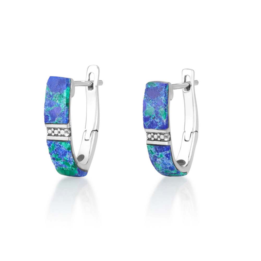 Diamond shaped Eilat Stone earrings sterling silver - Marina Jewelry Holy Land
