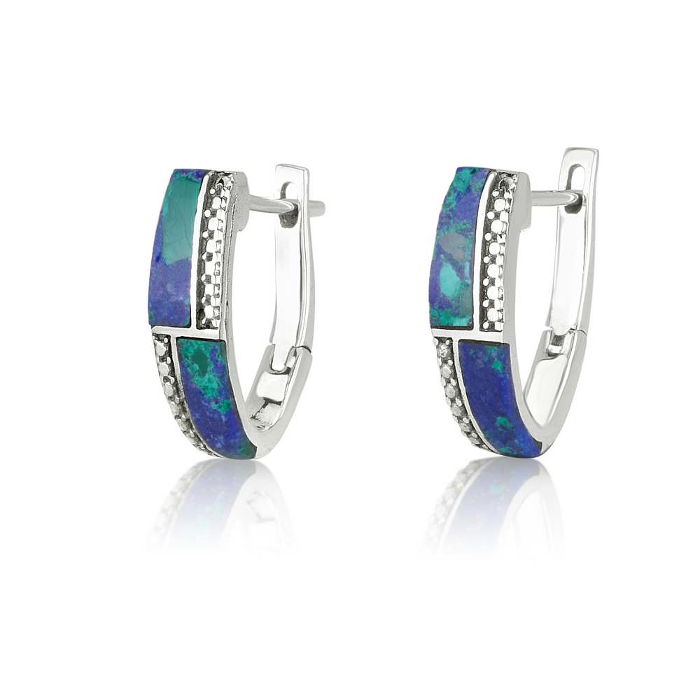Eilat Stone bead embellished artistic earrings sterling silver - Marina Jewelry Holy Land