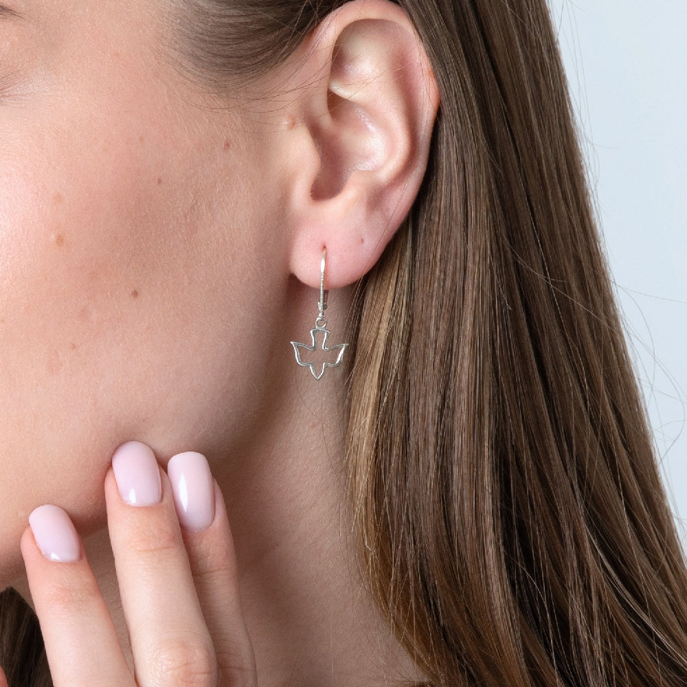 Dove Outline Drop Earrings in 925 Sterling Silver