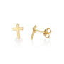 Tiny gold cross stud earrings gold plated sterling silver minimalist — Marina Jewelry Holy Land