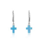 Blue Opal Cross Drop Earrings Sterling Silver Holy Land - Marina Jewelry
