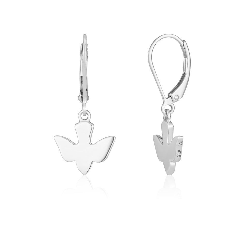 dove in flight drop earrings sterling silver sculpted — Marina Jewelry Holy Land