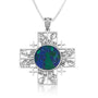 Azurite Stone Filigree Jerusalem Cross Pendant 925 silver made in the Holy Land - Marina Jewelry Holy Land