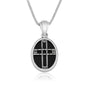 Cross Black Onyx Oval Pendant Sterling Silver Holy Land - Marina Jewelry