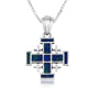 Jerusalem Engraved Cross Eilat Stone Silver Pendant Handmade Jewelry - Marina Jewelry Holy Land
