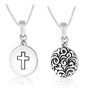 Cross disc medallion pendant necklace oxidized sterling silver - Marina Jewelry Holy Land