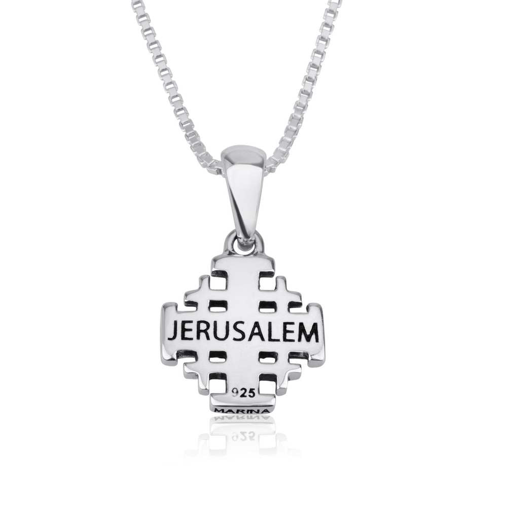 Jerusalem Engraved Cross Pendant Silver Flawlessly Handmade Jewelry Holy Land - Marina Jewelry Holy Land