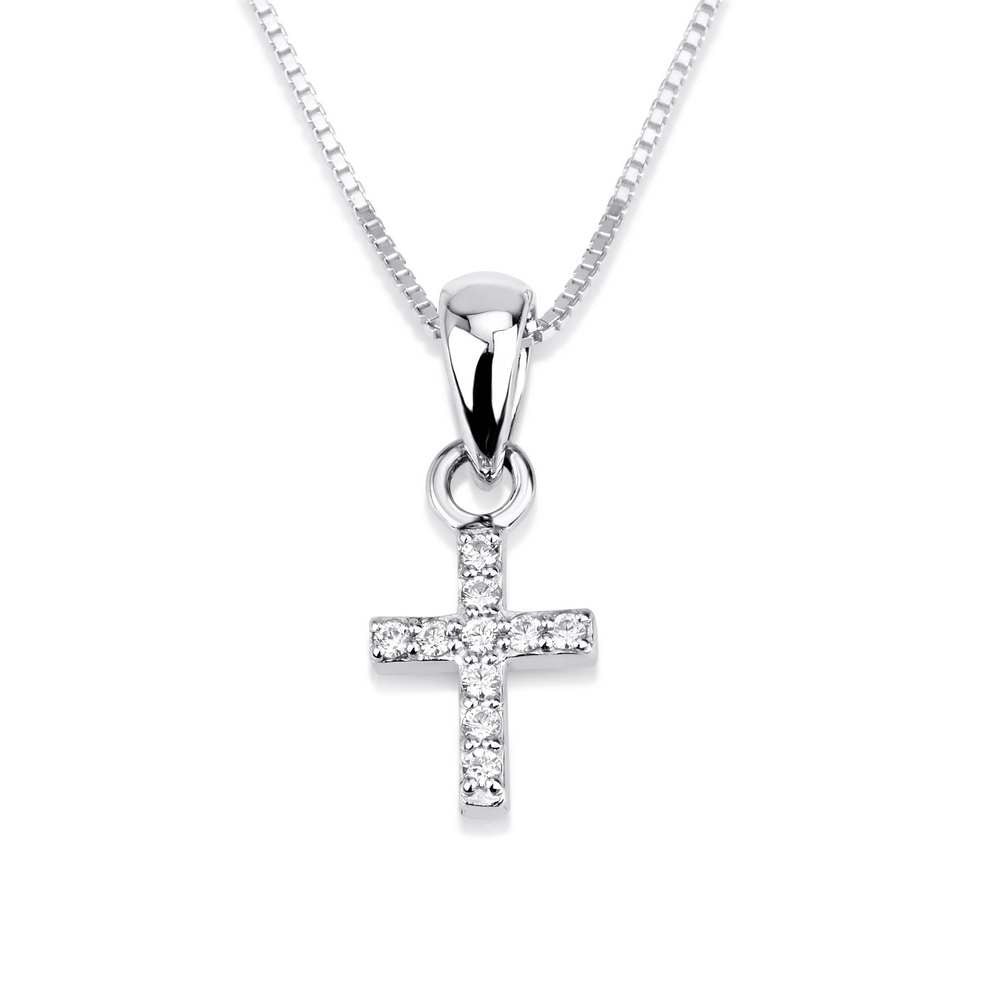 Trinity Cross Pendant Zircon Sterling Silver Handmade Jewelry Holy Land - Marina Jewelry Holy Land