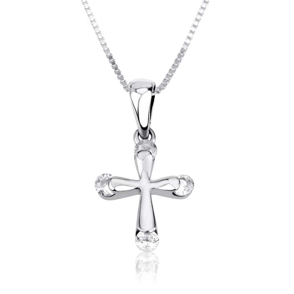 Cross pendant With Zircon stone made from 925 Sterling Silver - Marina Jewelry Holy Land