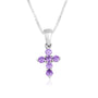 amethyst cross pendant necklace sterling silver claw-set - Marina Jewelry Holy Land