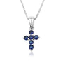 blue topaz cross pendant necklace sterling silver claw-set - Marina Jewelry Holy Land