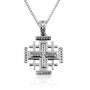 textured jerusalem cross pendant necklace sterling silver wheat braid - Marina Jewelry Holy Land