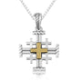 Golden Jerusalem Engraved Cross Silver Handmade Pendant Jewelry Holy Land - Marina Jewelry Holy Land