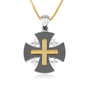 Jerusalem Engraved Cross Pendant Gold Plated Silver Handmade Jewelry Holy Land - Marina Jewelry Holy Land