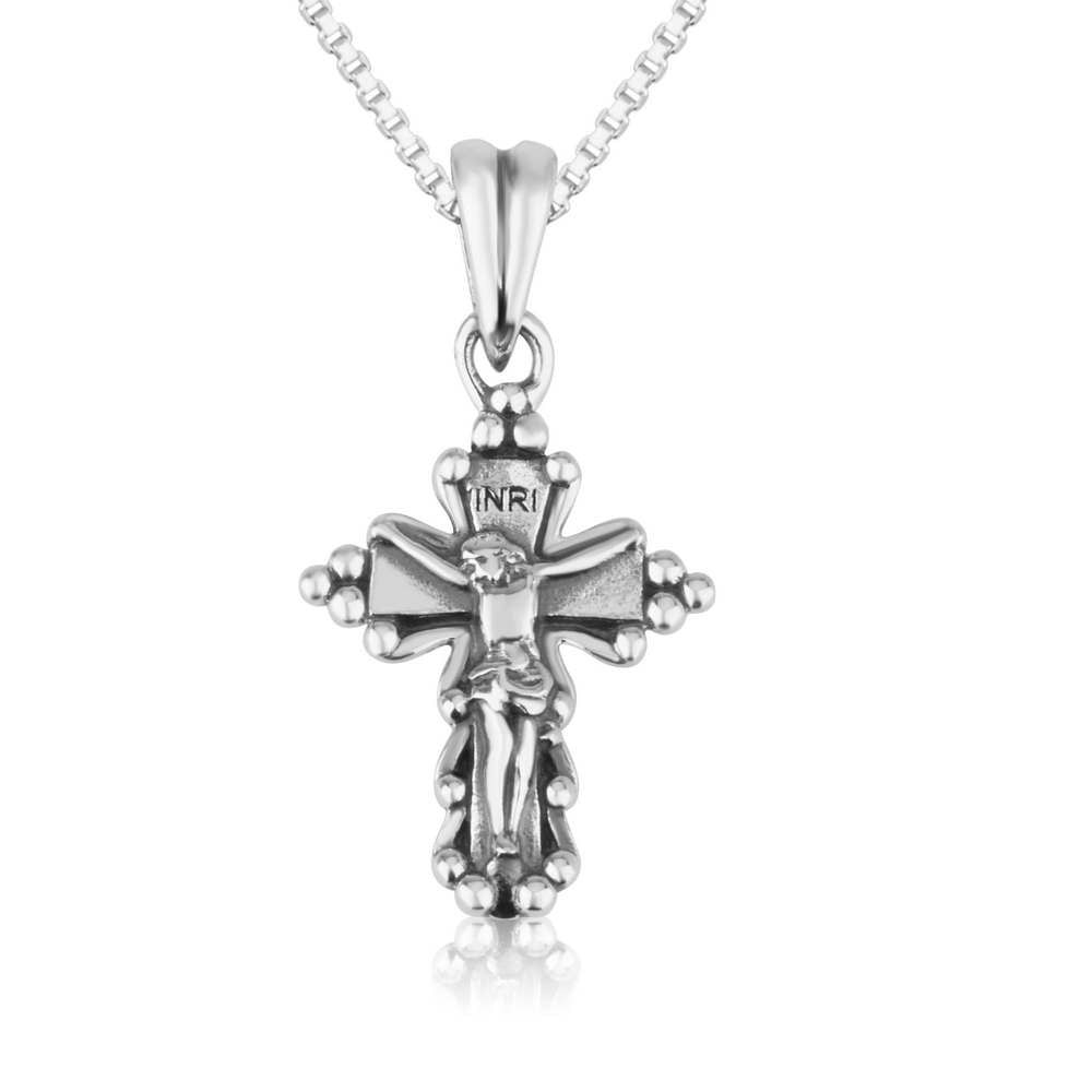 Orthodox Jesus Crucifix Save Protect Cross Pendant Embellished Jewelry Holy Land - Marina Jewelry Holy Land