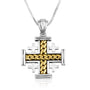 Jerusalem Engraved Cross Gold Plated Pendant Silver Handmade Jewelry Holy Land - Marina Jewelry Holy Land