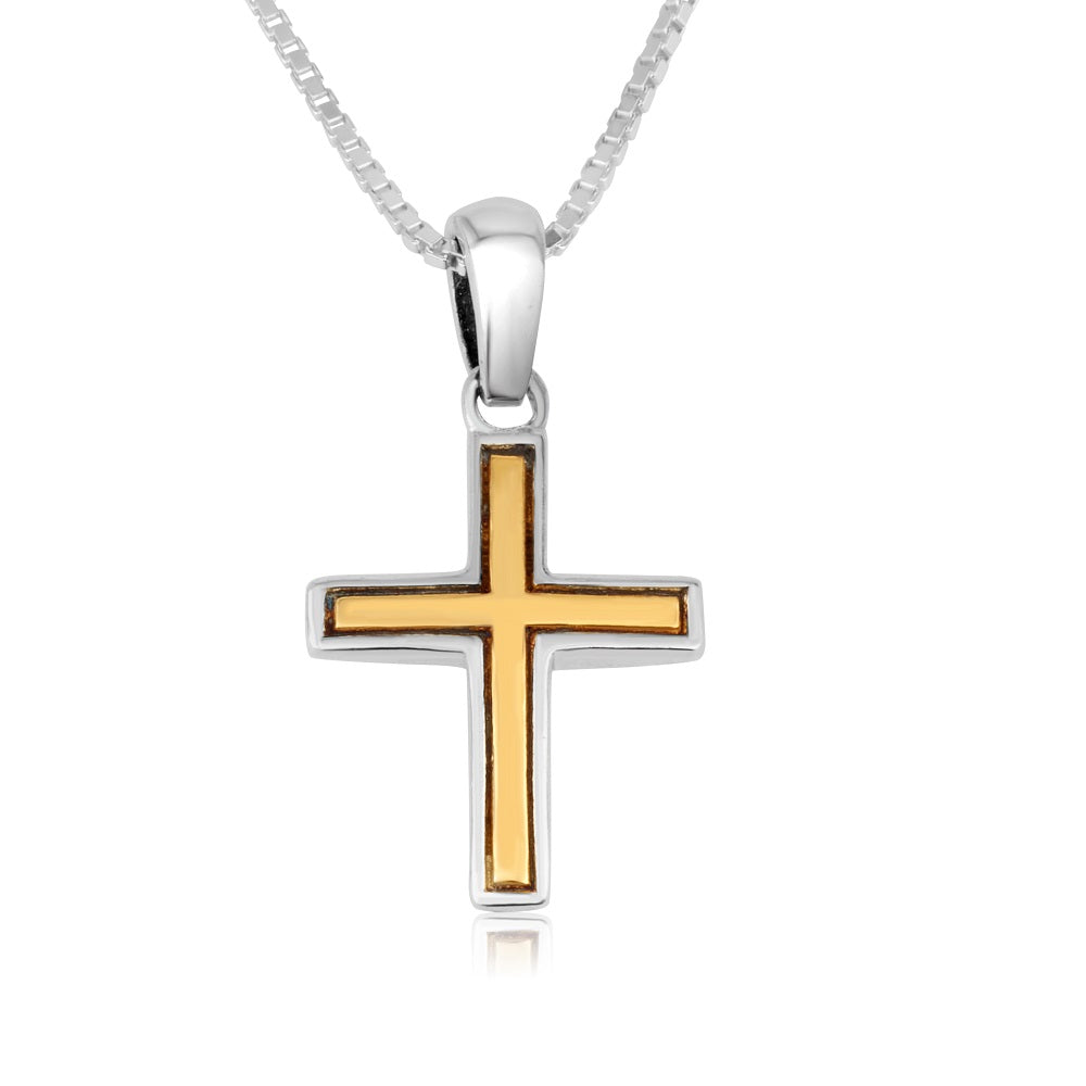 Trinity Cross Engraved Pendant Gold Plated Silver Embellished Jewelry Holy Land - Marina Jewelry Holy Land