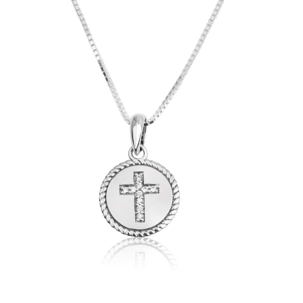 Trinity Cross Pendant Zircon Stones Silver Flawlessly Handmade Jewelry Holy Land - Marina Jewelry Holy Land