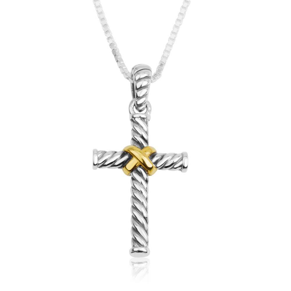 Trinity Crucifix Cross Gold Plated Silver Pendant Embellished Jewelry Holy Land - Marina Jewelry Holy Land