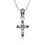 Trinity Cross Silver Pendant Multi Color Stone Handmade Jewelry Holy Land - Marina Jewelry Holy Land