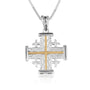 Golden Jerusalem Engraved Cross Silver Pendant Handmade Jewelry Holy Land - Marina Jewelry Holy Land