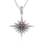 Star Bethlehem Garnet Stone Beaded Pattern Silver Pendant Jewelry Holy Land - Marina Jewelry Holy Land