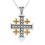 Beaded Jerusalem Engraved Cross Pendant Silver Handmade Jewelry Holy Land - Marina Jewelry Holy Land
