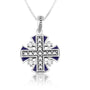 Beaded Jerusalem Engraved Cross Pendant Silver Handmade Jewelry Holy Land - Marina Jewelry Holy Land