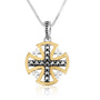 Golden Jerusalem Cross Silver Necklace Pendant Handmade Jewelry Holy Land - Marina Jewelry Holy Land
