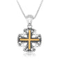 Jerusalem Engraved Cross Textured Golden Silver Handmade Jewelry Holy Land - Marina Jewelry Holy Land