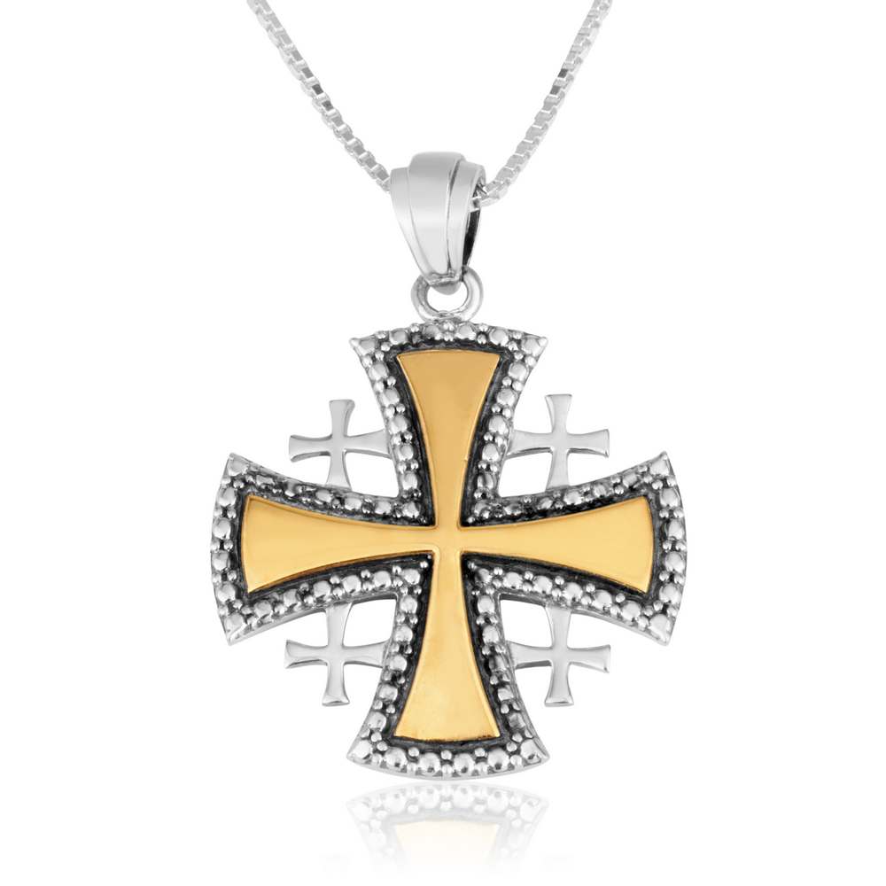 Jerusalem Engraved Cross Sterling Silver Pendant Handmade Jewelry Holy Land - Marina Jewelry Holy Land