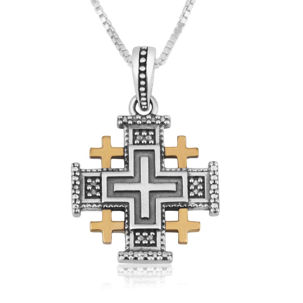 Jerusalem Cross Silver Necklace Pendant Silver Handmade Jewelry Holy Land - Marina Jewelry Holy Land
