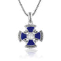 Jerusalem Engraved Cross Zircon Stone Silver Pendant Handmade Jewelry Holy Land - Marina Jewelry Holy Land