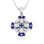 Jerusalem Cross Zircon Stone Enamel Pendant Silver Handmade Jewelry Holy Land - Marina Jewelry Holy Land