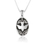 Dove Black Onyx Oval Pendant Sterling Silver Holy Land - Marina Jewelry