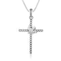 Dove and Textured Cross Silver Pendant - Marina Jewelry Holy Land