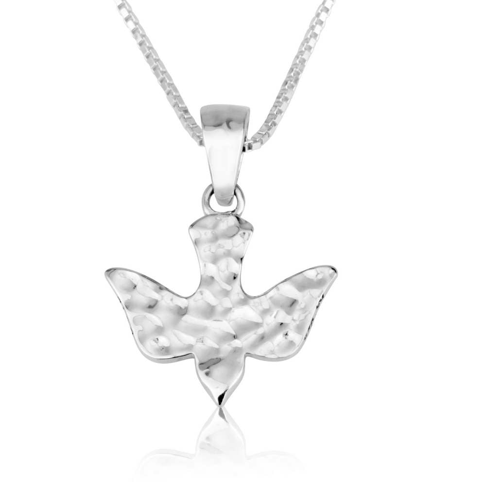 Textured Dove Silver Pendant 925 silver made in the Holy Land - Marina Jewelry Holy Land