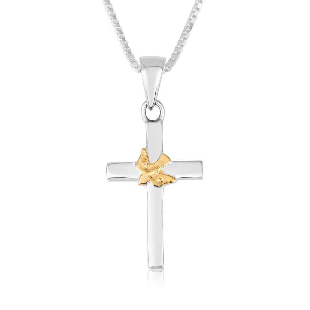 Cross Gold Plated Dove Silver Christian Embellished Handmade Jewelry Holy Land - Marina Jewelry Holy Land