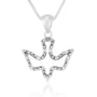 Peace Dove Silver Zircon Stone Pendant Embellished Jewelry Holy Land - Marina Jewelry Holy Land