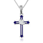 Cross Engraved Dove Blue Enamel Silver Pendant Jewelry Christian Holy Land - Marina Jewelry Holy Land