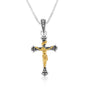 crucifix pendant necklace gold plated sterling silver Christ in relief - Marina Jewelry Holy Land