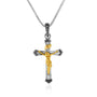 Crucifix Gold Plated Silver Metal Pendant Polished Embellished Jewelry Holy Land - Marina Jewelry Holy Land