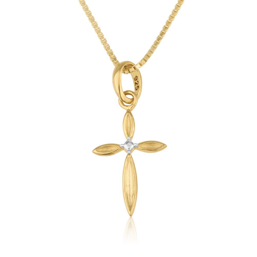 Trinity Cross Necklace Pendant Gold Plated Silver Handmade Jewelry Holy Land - Marina Jewelry Holy Land