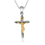 Crucifix Jesus Christ Silver Polished Gold Plated Pendant Jewelry Holy Land - Marina Jewelry Holy Land
