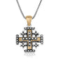Jerusalem Engraved Cross Beaded Pendant Silver Handmade Jewelry Holy Land - Marina Jewelry Holy Land