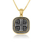 Jerusalem Engraved Cross Square Frame Gold Plated Pendant Jewelry Holy Land - Marina Jewelry Holy Land