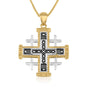 Jerusalem Engraved Gold Plated Cross Pendant Handmade Jewelry Holy Land - Marina Jewelry Holy Land