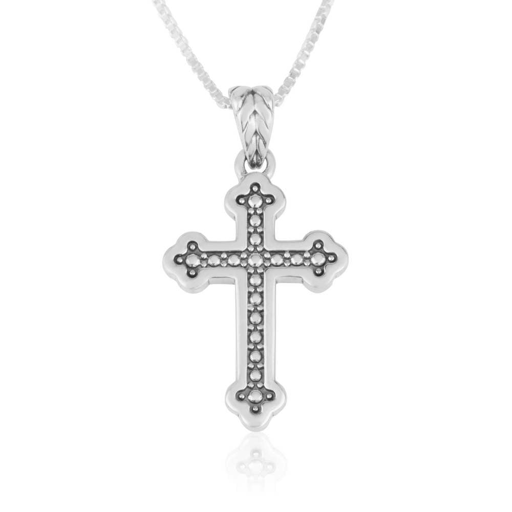 Trinity Beaded Cross Pendant Sterling Silver Handmade Jewelry Holy Land - Marina Jewelry Holy Land